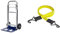 Zusammenklappbare Sackkarre von Einhell, BT-HT 90, Tragekapazität: 90 kg & Master Lock 3226EURDAT Flaches Gummi-Spannseil mit Haken [100 cm langes Spannseil] [Doppelter Invershaken]