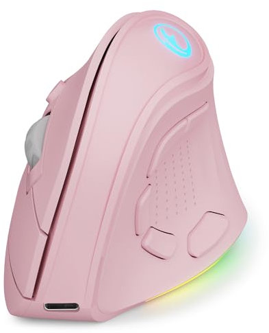 IFYOO 2.4G and BT 5.1 Dual Mode RGB Rechargeable Wireless Vertical Ergonomic Mouse, 5 Side Buttons, Max 8400 DPI, for PC Computer Notebook Laptop, for Windows 11 10, Mac iPad OS, Android