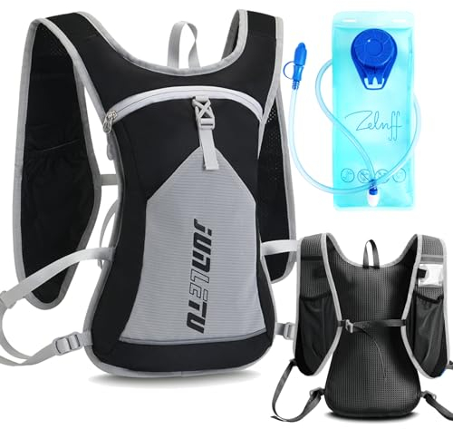 Zelnff Cycling Running Hydration Vest Backpack,Lightweight Insulated Pack with 2L Water Bladder Bag Daypack for Hiking Trail Running Race Marathon for Women Men (black with 2l hydration bladder)