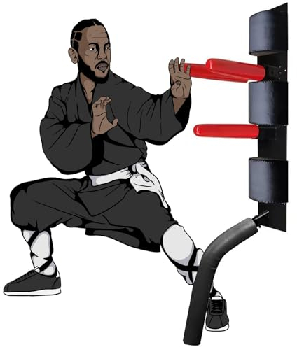 TREGOO Wing Chun Dummy Wing Chun Holzpuppe Training Kampfsport, IP-Mann-Tai-Chi-Trainingsgerät-Wandhalterung, Stand-Trainingsgerät für Arme und Beine für Drinnen und Draußen, 78634