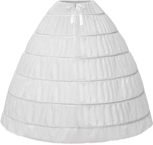Women Crinoline Petticoat A-line 6 Hoop Skirt Slips Long Underskirt for Wedding Bridal Dress Ball Gown