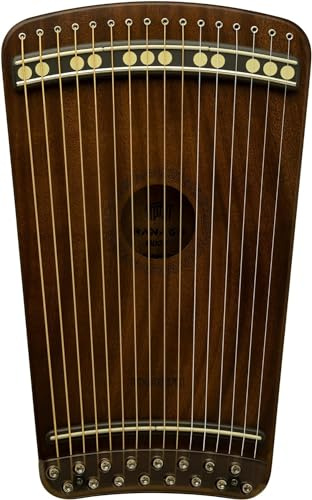 Guitar Harp | Hanago MD28 [16 Strings but Playable 28 Notes] Single-Fret Fingerboard with Piano Array, Portable A4 Size, All Solid Wood (Dark Mahogany)