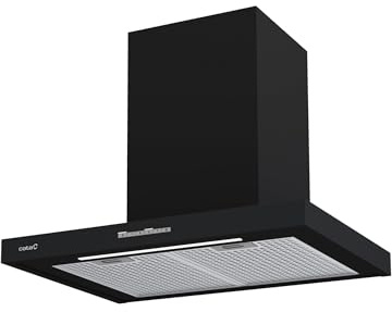 CATA Campana Decorativa Pared Sygma 7010 BK con 4 Niveles de Extracción, 3+1 Turbo Panel de Control Electrónico Nivel Sonoro 50 db Motor BT3 Extra Silencioso Iluminación LED Ancho 70 cm Color Negro