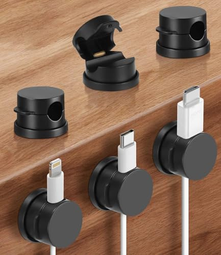 6 stückKabelhalter Kabelclips, Kabel Organizer,Feder Kabelklemmen Selbstklebend,abelmanagement für Schreibtisch, Nachttisch, Ladekabel, USB, Audio-Kabel, Büro, Haus(Schwarz)