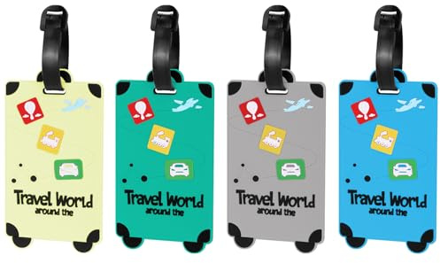 Alyvisun 4 Unidades Identificador de Maletas, Silicona Etiqueta Maleta Viaje, Etiquetas para Maletas con Tarjeta de Identificación Impermeable, Etiquetas para Maletas Facturadas(Color claro)