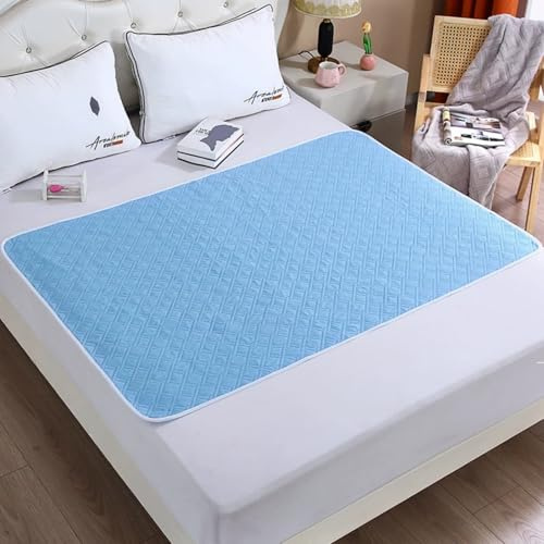 Odot Empapadores Reutilizables Cama Adultos, Color Sólido Empapadores Acolchado Absorbentes Lavables Protector de Cama Impermeable para Silla de Ruedas, Incontinencia (Azul Cielo,120x150cm)