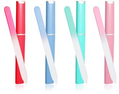 HUVZOR 4 pezzi Lime per Unghie in Vetro Professionali, Lima Unghie Doppia Faccia con Custodia, Superficie in Cristallo, Strumento per Manicure per Donne