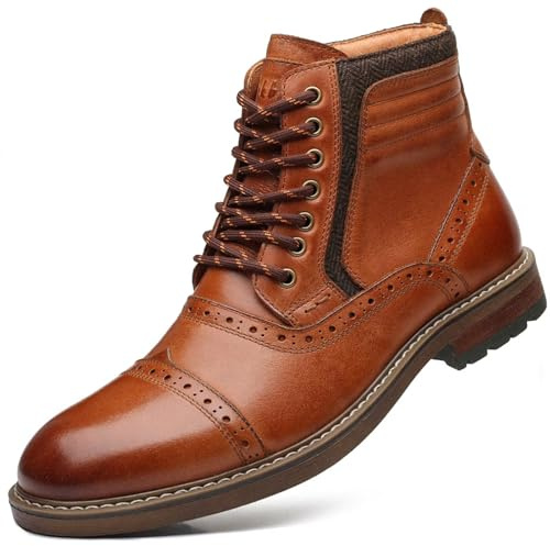 Arkbird Leather Oxfords, Stylish and Comfort Chelsea Ankle Boots with Zipper Brown Size: 13