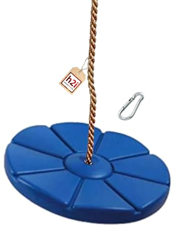h2i Tellerschaukel aus wetterfestem Kunststoff | Robustes Design & anpassbare Schaukelhöhe | Kinderschaukel mit Halteseil & Karabiner l Schaukel für Outdoor & Indoor | blau