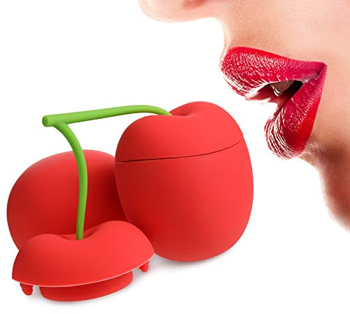 Maitys 1 Set/2 Pcs Lip Enhancer Plumper Tool Double Cherry Shape Silicone Mouth Enhancer Device for Bigger Fuller Lips, Reusable Beauty Kit for Women