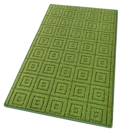 emmevi Alfombra de cocina 3D antideslizante de color liso, lavable, suave, absorbente, mod. EVITA 50 x 80 cm, verde