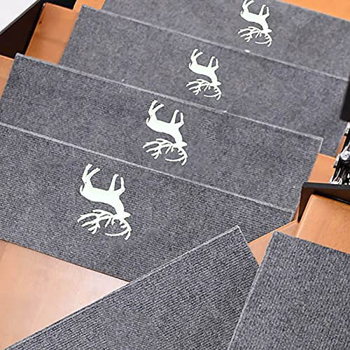 MFXI 15er Set Stufenmatten Treppenmatten Nachtleuchtend,Selbstklebende Treppenteppich,Rutschschutz Treppenstufen Matten,für Kinder,älteste und Haustiere