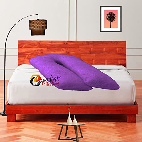 Teddy Fleece Full Body 9FT U Shaped Orthopaedic Pillowcase Cover With Zip Maternity Nursing Pregnancy Super Soft Snug Cuddles 9 Feet Pillowcase U Cover Lilac 75cm x 135cm Approximate