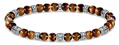 Thomas Sabo Unisex Bracelet Lucky Charm Tiger‘s Eye 925 Sterling Silver, Blackened A1923-826-2