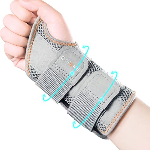 CURECARE Carpal Tunnel Wrist Splint, Wrist Support Brace (Right Hand, S/M) | Breathable Wrist Brace with 3 Splints, Day Night Support, Professional Wrist Stabilizer for Tendonitis, Arthritis Pain Relief