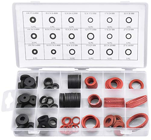 141 Stk Dichtungsringe Gummi, Dichtring Sortiment mit 18 Größen, Dichtung O-Ring Flach für Wasserhahn, Unterlegscheiben Gummi, Dichtringe für Schlauch, Rohrleitungen und Wasserhähne