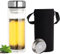 Belle Vous Double-Wall Glass Tea Infuser Bottle - 900ml Borosilicate Water Bottle with Strainer & Cover - Travel Tumbler for Hot/Cold Brew Loose Leaf Tea