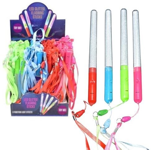LND Gifts Neon Glow Sticks Set of 2 Flashing Light Wands- Light Up Toys for Disco Parties and Sensory Lights, Perfect Hen Party Bag Fillers and Party Bag Fillers for Kids