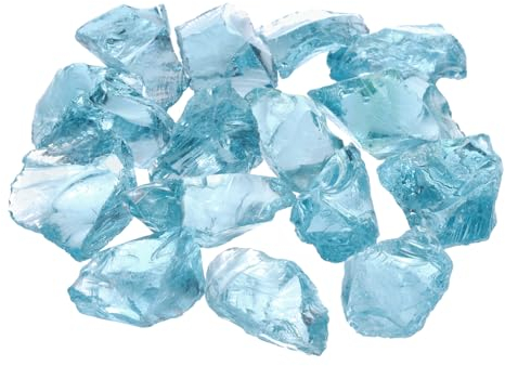sourcing map Fire Glass for Fire Pit,2-3cm(1/9) High Luster Reflective Glass Rocks for Natural or Propane Fireplace, Safe for Outdoors and Indoors Fire pit Glass, Turquoise