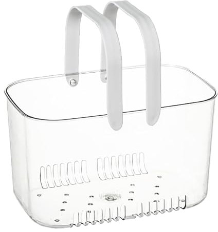 Natudeco Cestino per doccia Simpatico stile minimalista Cestino portaoggetti per doccia trasparente per Flaconi, Rasoio, Spugne e altri accessori da doccia Basic Cesto portaoggetti Adatto per i Bagni