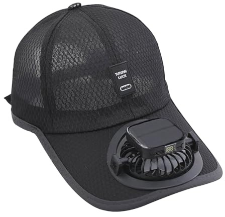 Gorra de béisbol con ventilador solar, recargable por USB, sombrero de ventilador con 3 niveles, verano, protección UV, sombrero de enfriamiento para hombre y mujer, exterior, pesca, jardín, Negro