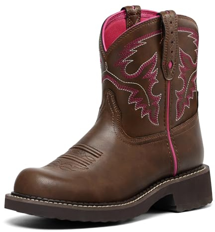 ToroToro Round Toe Western Ankle Boots for Women Embroidered Cowgirl Booties Short Cowboy Boots - Brown Black