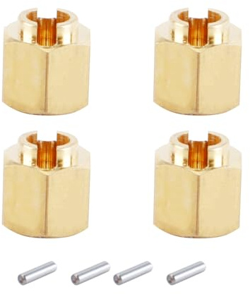 Durlo 4 pezzi di mozzo esagonale per ruota in ottone da 5 mm compatibile con parti di ricambio per auto cingolate RC