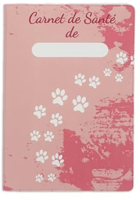 nemau - Protège Carnet de Santé pour Chats, Chiens et Autres Animaux Domestiques - Matière Gomme Expansée - Fabriqué en France - Petit ou Grand Format au choix - Modèle Empreinte Rose (Petit modèle)