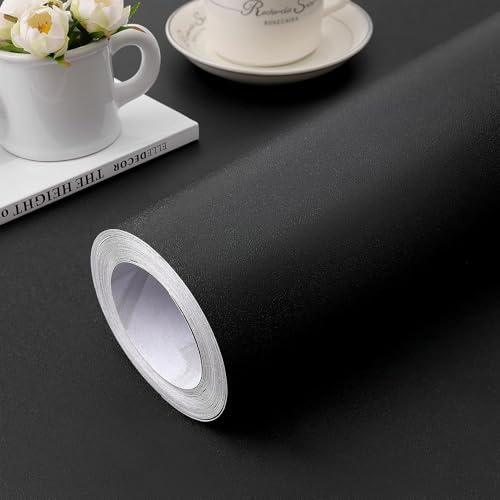 practicalWs Peel and Stick Wallpaper 15.7 x 118 Black Contact Paper for Cabinets and Drawers Removable Wall Paper Self Adhesive Vinyl Film Roll Easy to Apply Bathroom Home Decor Counter Top Covers