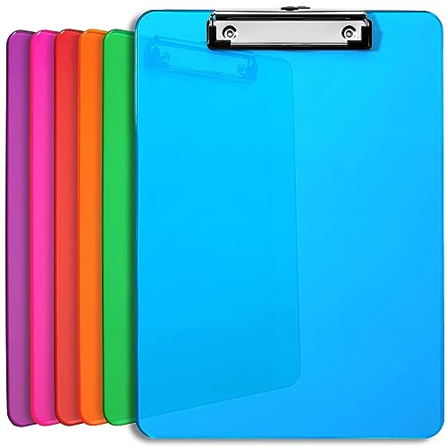Portablocchi in Plastica con Pinza |Tavolette con Clip Portamoduli, Blocco, Appunti, Documenti, Colori Assortiti, Resistenti per 100 Fogli A4, Dimensioni 31,8 x 22,9 cm | Cofezione da 6 Pezzi