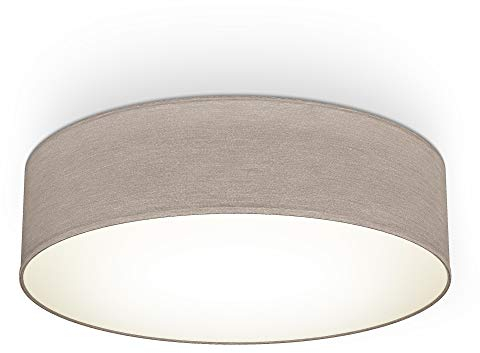 B.K.Licht - Deckenlampe mit Lampenschirm aus Stoff, E27 Fassung, max. 40 Watt, Deckenleuchte, Lampe, Wohnzimmerlampe, Schlafzimmerlampe, Küchenlampe, Deckenbeleuchtung, 38x10 cm, Taupe