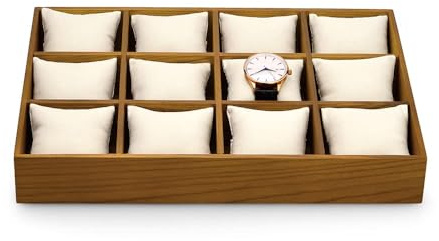 Oirlv Plateau de rangement en bois massif pour montres, pendentifs, bracelets, organisateur (blanc crème)