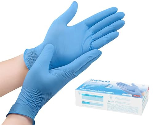 100x Siegmund Nitril-Einweghandschuhe blau - Größe XL - dehnbare, puderfreie, medizinische Nitrilhandschuhe höchster Qualität - undurchlässig für Bakterien, Pilze und Viren