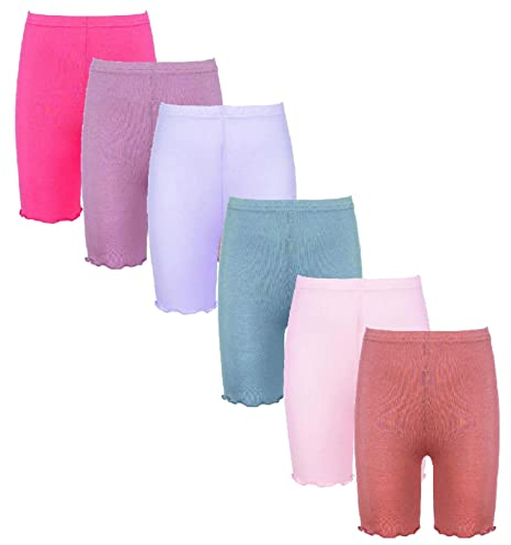 Runhomal 6 Paar Kinder Mädchen Kurze Hose Shorts Radlerhose Panty Einfarbige Fahrradshorts Sport Boxershorts Sicherheitshose Rüschenshorts Type E 98-104