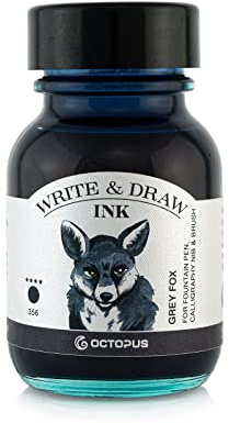 Octopus Write and Draw 356 Grey Fox Waterproof Ink for Calligraphy and Drawing - Non-fading for Fountain Pen - Grey 50ml