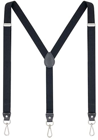 Ausukler Bretelles fines pour homme et femme - Extra solides - 2,5 cm - Avec mousqueton - Sangles élastiques pour jeans, Noir , taille unique