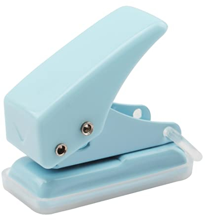 Locher aus Metall Mini-Locher, Locher, Anschlagschiene mit Formatvorgaben, Mini Büro Locher aus Metall, kleiner Locher für Ergonomisches Design Blau recyclebar Umweltfreundlich