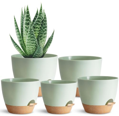 SUN-E Vaso autoinnaffiante per tutte le piante d'appartamento Vaso di plastica verde con foro di drenaggio Fioriere Idea regalo per l'arredamento della casa Vasi per tutte le piante