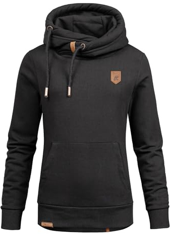 REPUBLIX Damen Kapuzenpullover Sweatjacke Pullover Hoodie Sweatshirt RD-001 Schwarz L
