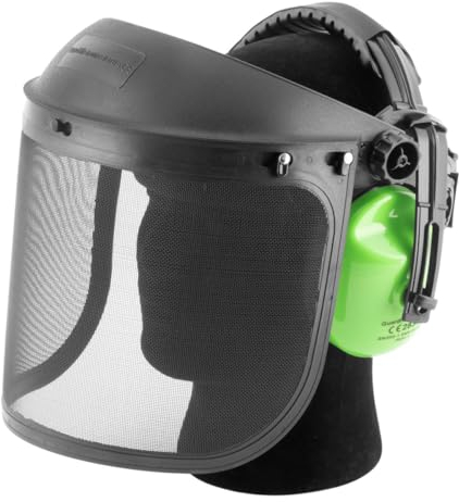 STAHLWERK Gesichts- und Gehörschutz-Kombination EN352 EN1731 Schutzvisier | Forsthelm | Schutzhelm | Augenschutz | Schutzmaske | Kopfschutz | PSA für Agrar-, Forst- und Baugewerbe