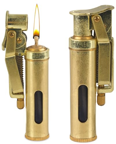 Nizirioo Accendino in ottone vintage, accendino a cherosene ricaricabile in lega di zinco, regalo meccanico per gli uomini (crudo vero)