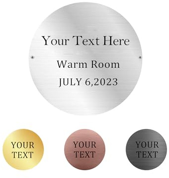 CustomizeFactory Personalized Round 2 Stainless Steel Nameplate, Engraved, Laser Engraving, Door Mount, Formal Style