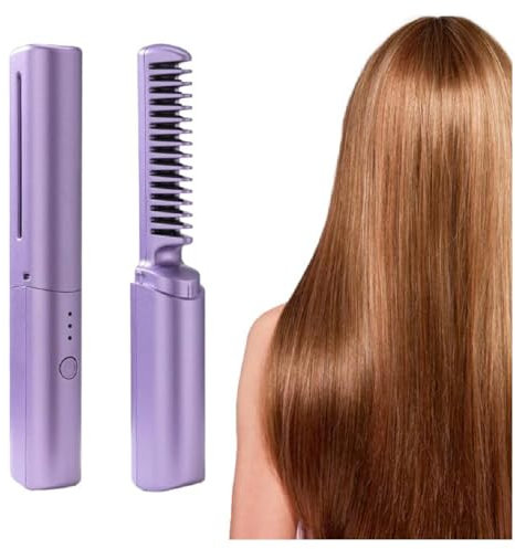 Mini Piastra Capelli Ricaricabile, Spazzola Lisciante Senza Fili, Portatile con Ioni Negativi, Pettine Riscaldante per Capelli da Viaggio Uomo e Donna | MINIGLAM