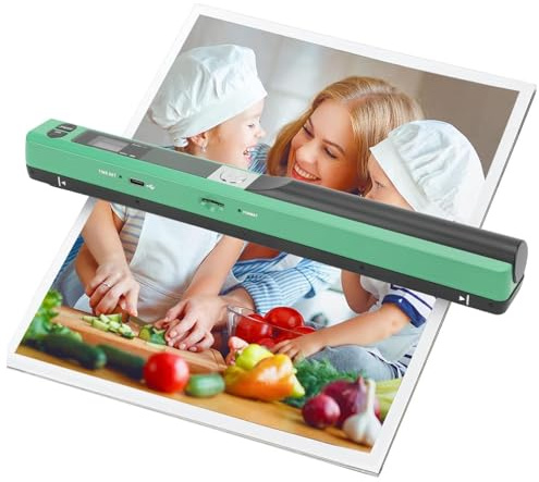 Handheld A4 Document Scanner 900 DPI Portable Scanner for Business Receipts Books Photo JPEG PDF Format Selection (Green)