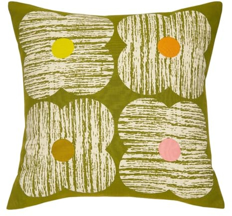 Orla Kiely Bedding - Textured Flower 100% Cotton Duvet Cover Set - Lilac/Moss (Textured Flower Cushion MOSS)