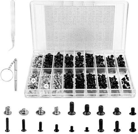 Nicrulp 355 Pezzi Viti per Occhiali M3, Viti M2 M2.5 per Occhiali Distanziamento, Kit Riparazione Piccole, Computer Set, per Il Fondo Del Laptop Pc Ventola Hard Disk Notebook