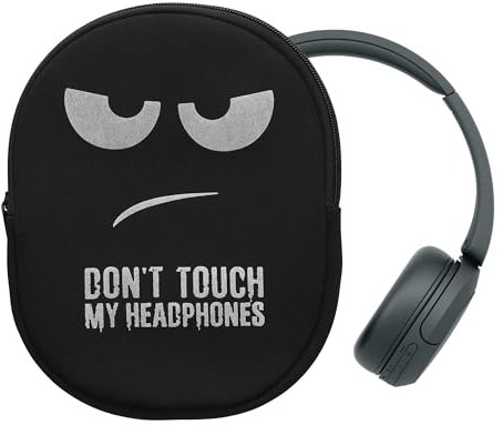 kwmobile Hülle kompatibel mit Headset/Overear Headphone Neopren Tasche - Case für Headset aus robustem Neopren Stoff - Weiß Schwarz Schwarz Don't Touch My Headphones