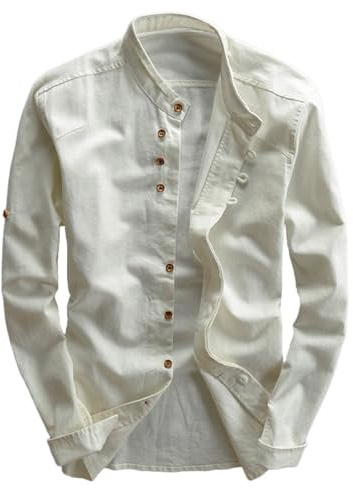 Veste Homme Ete Legere Chic Lin BoutonnéE -Chemise Homme Col Mao Manches Longues Surchemise DéContracté Haut Confortable Grande Taille Cardigan