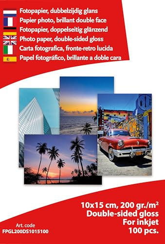 Albyco Fotopapier Inkjet 10x15 cm Glänzend 200 gr/m², Beidseitig bedruckbar, verpackt pro 100 Blatt
