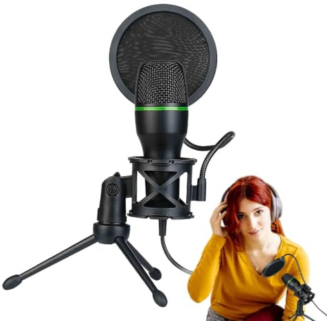 Yhsioaklo Podcast mikrofonkit, USB-strömningspaket, Plug and Play datormikrofoner för, musikproduktion, chatt, studio-inspelning, sånginspelning, skrivbordsinställning, innehållsskapande